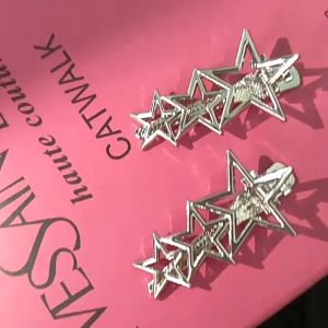 Tooyoo Cute Girl Y2k Bangs Clip Heart Pentagram Hair Clip Creative U-shaped Hair Accessory