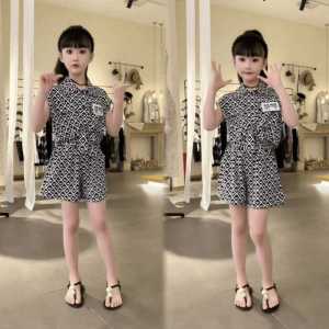 ชุดเดรสฤดูร้อนสำหรับเด็กผู้หญิง ชุดกีฬาผ้าไหมน้ำแข็งบาง ชุดกระโปรงสั้นผ้าชีฟอง ชุดสองชิ้น ชุดเด็กสไตล์ลำลอง