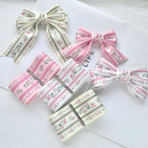 4cm Duplex Printing Sweet Style Lolita Silk Ribbons Colored Ribbons Handmade Hair Accessories Headdress Material DIY Homemade Bows