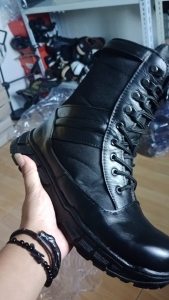 KULIT SAPI 100% SEPATU PDL BRIMOB TNI POLRI SAFETY BOOTS PRIA KERJA PROYEK TRACKING HIKKING GUNUNG UJUNG BESI