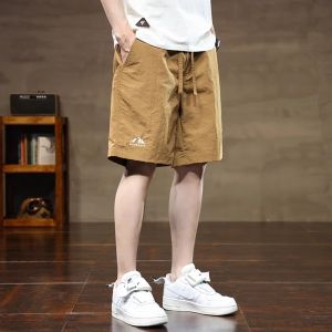 Ice Silk Quick Dry Short Pants Mens Summer Thin Five-Point Casual Vintage American Style Teenage Fashion Urban Sportswear