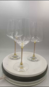 Combo 2 Ly Vang Đỏ Dung Tích Lớn Chân Vàng Nhũ Cao Cấp