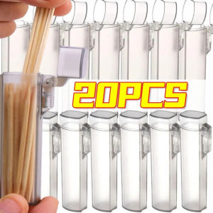 Dizoey 20/1PC Portable Toothpick Box Transparent Toothpick Holder Dispenser Reusable Cotton Swab Case Restaurant Travel Supplies