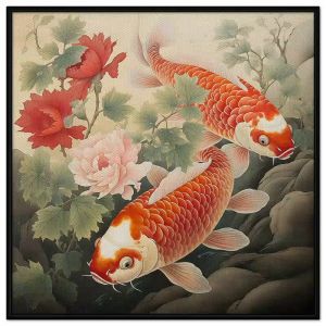 Tranh treo tường tranh dán tường tranh in canvas cá chép phong thủy. CGI-97