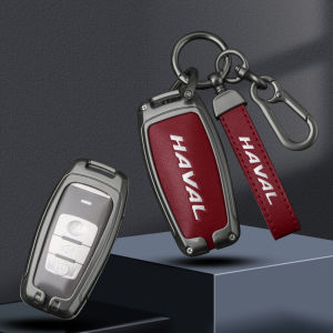 Zinc Alloy Premium Genuine Leather Car Key Fob Case Cover Shell Keychain For Great Wall GWM Haval Jolion H6 H1 H2 H2S H4 H5 H7 H8 H9 F5 F7X F7 Coupe Smart Remote Holder Protector Chain