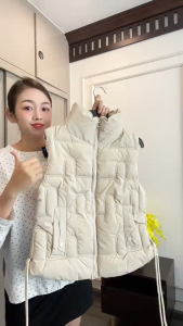 Áo Phao Gile Nhung Lì Có Dây Kéo Hai Bên Lót Lông 3 lớp