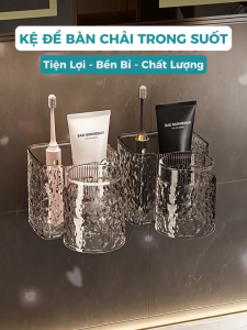 Kệ đựng bàn chải đánh răng NAGO gắn phòng tắm kèm cốc trong suốt không cần khoan tường
