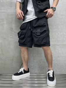 Quick Dry Versatile Mens Outdoor Workwear Shorts with Pockets Straight Leg Casual Trousers Five-Quarter Length Fashionable