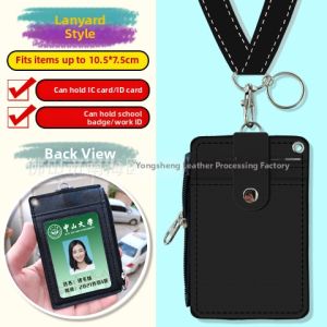Neck Hanging Zipper Coin Card Holder Cartoon Cute Student ID Badge Lanyard