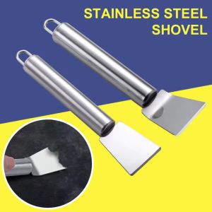 2ชิ้นที่แขวนเครื่องขัดอเนกประสงค์หลุมนำกลับมาใช้ใหม่ได้พลั่วละลายน้ำแข็งในครัวที่ขัดฟันขาวน้ำมันสแตนเลสอุปกรณ์เสริมทำความสะอาดห้องครัวที่มีประโยชน์