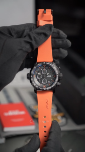 Jam Tangan Pria Expedition Chronograph EX 6335 GCREPBAOR Box Set Black Dial Orange Rubber Strap