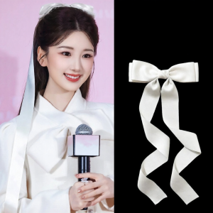 Wo Tion | Elegant Long Simple Color Bow Ribbon Hair Clamp