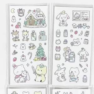 Korean Cute Cartoon Rabbit Bear Stickers Kawaii Animals Hand Account Photo Album Planner Diary Scrapbook DIY Decorative Stickers