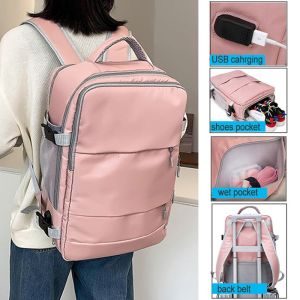 Large Travel Backpack Laptop Schoolbag USB Bags Women Dry Wet Backpack For Women Men Training Sport Swimming Yoga  Female Girl School Bag Student Schoolbag Laptop