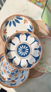 NexXIO Hampers Piring Set 2pcs Keramik Vintage Elegan Bunga Aestetik / Hampers Piring Saji Motif