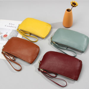 Minimalist Soft Leather Womens Handbag Lala Mobile Phone Bag Genuine Leather Made Korean Casual Clutch First Layer Cowhide Small Phone Bag
