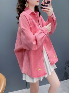 Loose Womens Denim Shirt Jacket Spring Autumn Casual Match All Design Sense Embroidery European Style Top Fashion Ladies