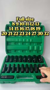Combo 20 đầu tuýp đen Yeti dài 1/2 full kích cỡ 8-32 vặn bulong đai ốc đa năng ( Tặng cần siết L )