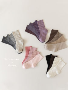 Childrens Mid-calf Sports Socks Thin Pure Color Versatile Boys Girls Autumn Spring Cotton Blend Combed Cotton Nylon Spandex