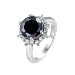 JoyceJelly 3 Carat Moissanite Nhẫn Đứng Kim Cương S925 Bạc Hình Hoa Cưới Ban Nhạc Cho Nữ Size 5-9