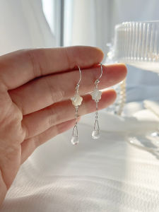  Sweet White Flower Earrings 925 Silver Hook Medium Length Female Fairy Atmosphere Gift Girls Earring Fashion Jewelry