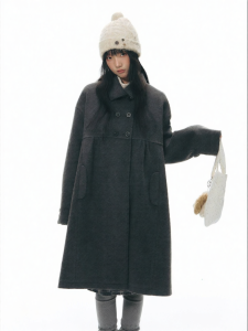 NAPSNAPS | Áo Khoác Trench Coat Dài Cổ Notched Double Breasted Đệm Dày Form Rộng
