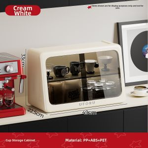 MEIZHUFU | Cream Style Dustproof Double Layer Mug Shelf