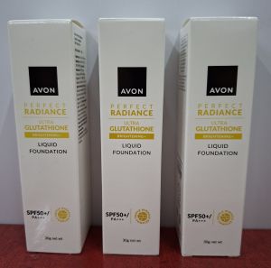 AVON PERFECT RADIANCE ULTRA GLUTATHIONE BRIGTHENING +   SPF 50+/ PA+++ LIQUID FOUNDATION 30G Net wt
