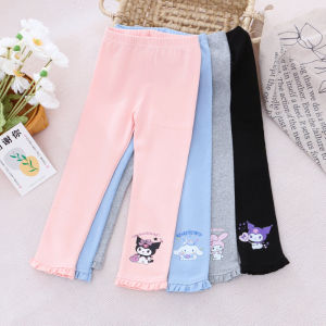 กางเกงลำลองผ้าฝ้ายผสมสำหรับเด็กผู้หญิง กางเกงขายาวทรงหลวมสบาย ๆ ฤดูใบไม้ผลิและฤดูใบไม้ร่วง ดีไซน์เก๋ไก๋ ใส่ได้หลากหลาย