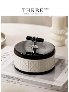Tlife Creative Ashtray with Lid Luxury Home Living Room Anti-Dust High End Ceramic Ashtray Festive Gifts Fashionable Ashtray