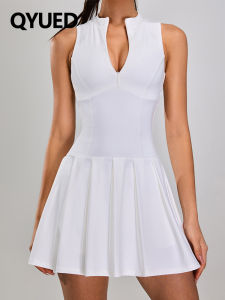 QYUED | European Style Half Zip Naked Feel Separable Sports Dress Anti Peeping