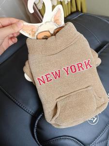 Thickened Zipper Pocket Khaki Pet Clothes Dog Teddy Bear Panda Cat Fleece Lined Hooded Autumn Winter Outerwear for Dogs