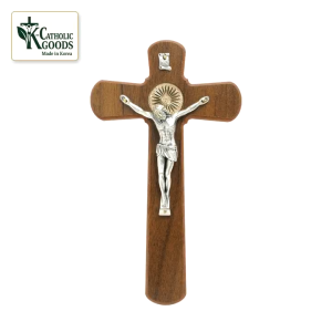 Halo Wall Crucifix XS (106×185mm) | K-Catholic Goods | Made in Korea | Catholic Wooden Wall Cross with Jesus Crucifix for Home Altar Wall Decor & Christmas Gift