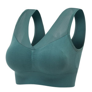 Sports Bra Vest Style Thin Womens Underwear No Steel Ring Seamless Moms Bra Large Chest Appears Small Gathered Bra