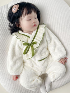 ชุดฤดูหนาวสำหรับเด็กทารกชุดนอนสำหรับเด็กแรกเกิดชุดวันพีซสำหรับเด็กหญิงชุดฮาร์ทส์บุขนกำมะหยี่สำหรับครบเดือนชุดกันหนาวบุขนสำหรับฤดูหนาว