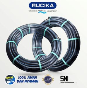 pipa hdpe merk RUCIKA ukuran 50mm atau 1 1/2 inch panjang 100 meter pn10 berkualitas
