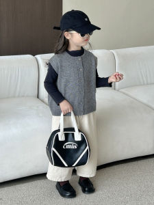 Fashionable Korean Style Knitted Vest And Bottom Set for Girls Baby Trendy Sweater Vest Autumn New Arrival Childrens Outfit