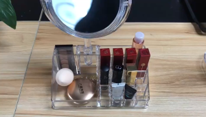 ALL U CAN BUY กล่องเก็บเครื่องสำอาง พร้อมกระจก2ด้าน ที่ใส่เครื่องสำอางอะคริลิก