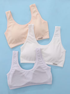 No-Wire Thin Sports Bra for Teenage Girls Developmental Stage Anti-Bulge Vest Middle School Students Cotton Lined Triangle Cup