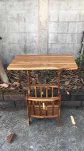 HOMEMAISAK โต๊ะวางของ โต๊ะกระเช้าใหญ่สีดาสี่เหลี่ยม (ไม้สักแท้) ขนาด กว้าง 50 ซม. ยาว 70 ซม. สูง 70 ซม.