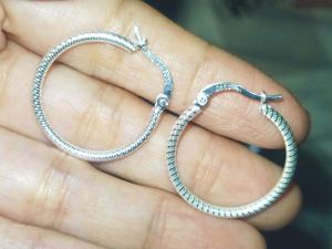 Legit silver hoop/loop (ems629)design  hook earrings