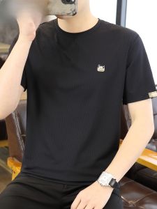 HENGYUANXIANG | Ice Silk Cool Sensation High Elastic Short Sleeve T-Shirt Mens New 2025 Round Neck Summer Quick Dry Shirt Fashion Urban Style