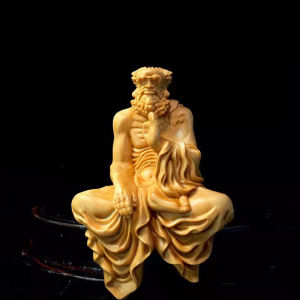 Rocks Pine Wood Carving Zen Style Living Room Home Decorations Sculpture Buddhist Meditation Master Questioning Craftsmanship