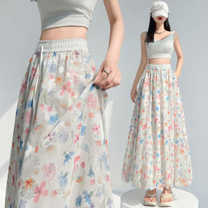 Yimei váy nửa nụ hoa đầy màu sắc phong cách mới mùa hè của phụ nữ đèn lồng thông thường 2025 ống thẳng chân váy dài hoa tầm vóc nhỏ