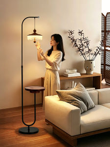 DGY | Retro Walnut-Colored Storage Integrated Floor Lamp