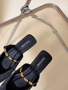 Daphne | Square Toe Thick Heel Half Slide Shoes