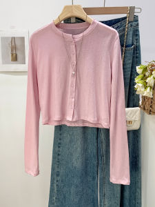 Sweet Style Pink Thin Long Sleeve Open Cardigan Womens Summer New Fashion Beautiful Sun Protection Top Korean Version Slim Fit