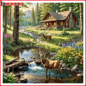 Huacan New 2025 Diamond Painting Forest Animal Landscape Diy Art Full Drills Natural Scenery Room Decoration