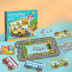 Animal bus platform board game childrens puzzle game fun childrens multi-functional parent-child cartoon desktop toy