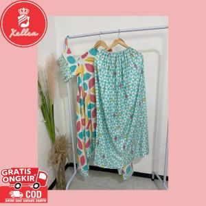 Mukena Dewasa Jumbo Katun Rayon Premium Model Setelan Atas-Bawah Mukena Lebaran Motif Muk Soft Fashion Muslim - XELLEA - Bahan Katun RayonHalus Lembut